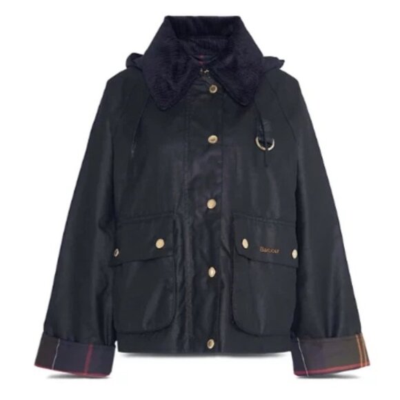 NWOT: Barbour Reighton Wax Collar Hooded Jacket, Size 14 US